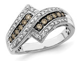 3/10 Carat (ctw) Champagne Diamond ByPass Ring in Sterling Silver
